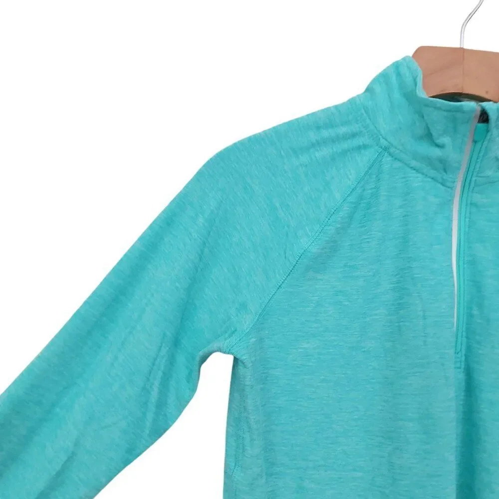 Old Navy Active Top Youth XL/14 Green 1/4 Zip Thumbhole Marled Athletic Running